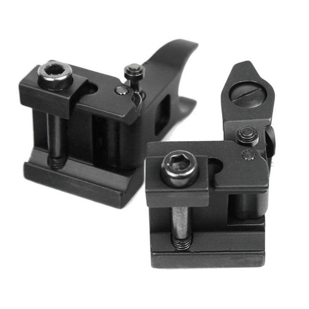 Hunting Metal Low Profile Flip-up Folding Back Iron Sights Front & Rear Set