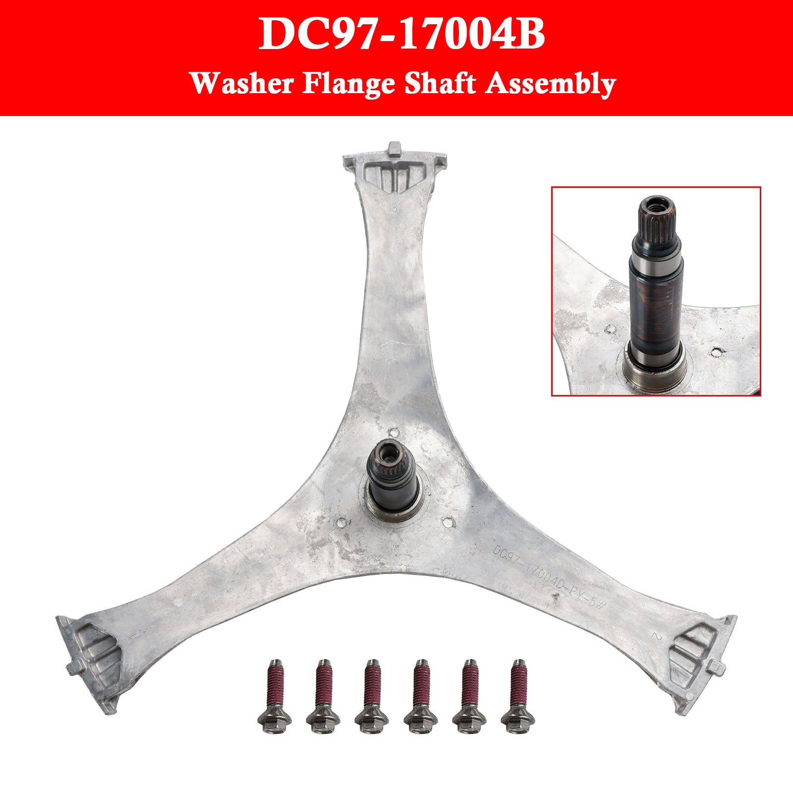 Assembly Flange Shaft for Samsung Washer Spider Arm DC97-17004B 6 Screws