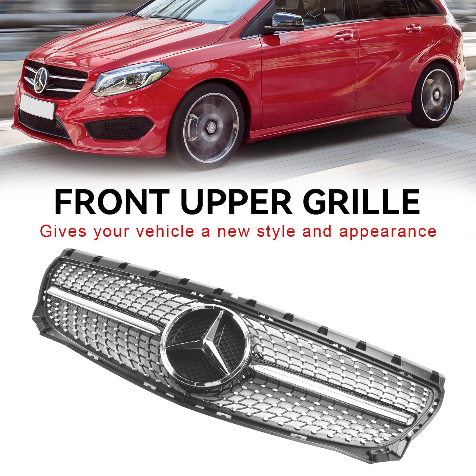 Front Bumper Grill Grille Fit Mercedes Benz B-Class W246 2011-2014 Diamond