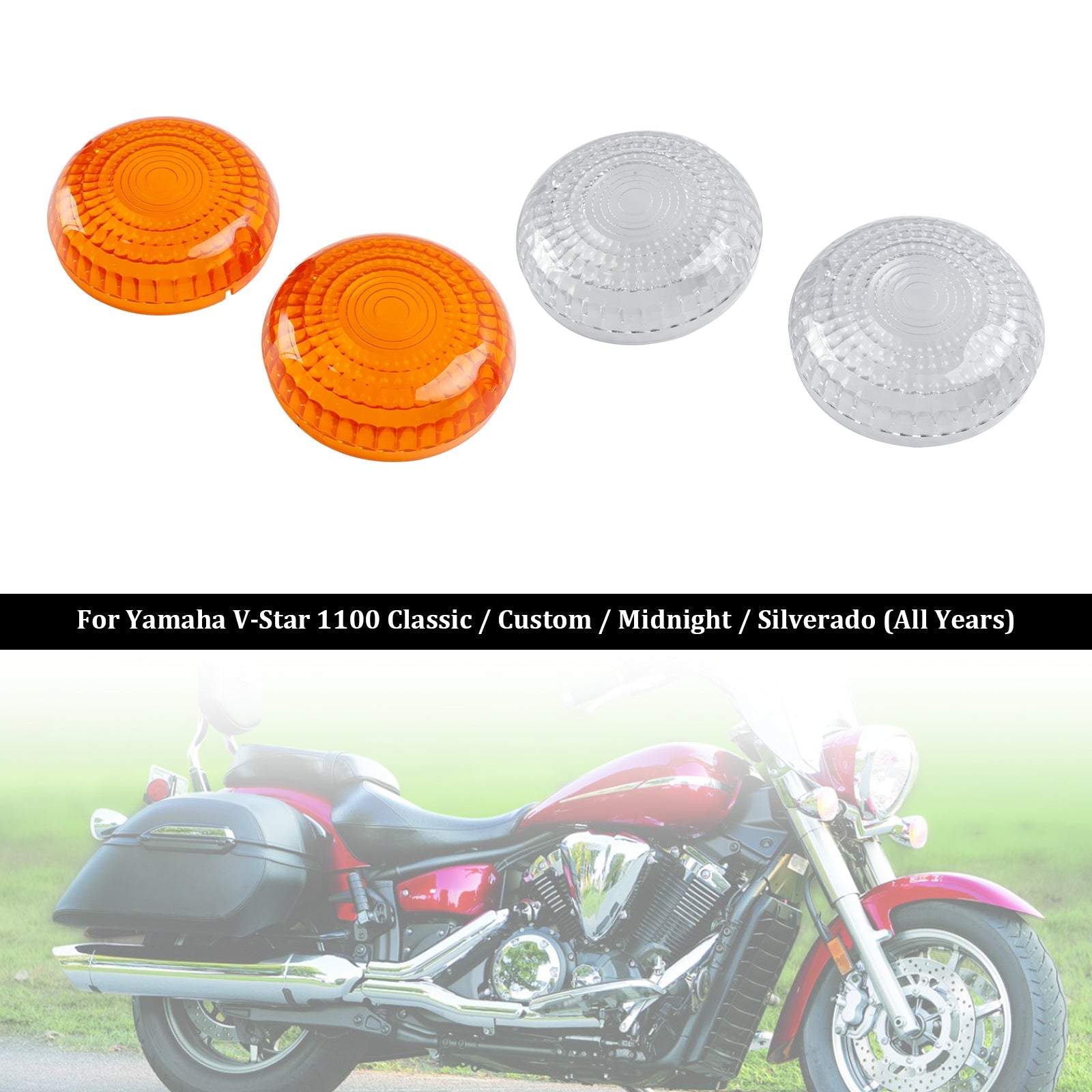 Front/Rear Turn Signals Lens Cover For Yamaha V-Star1100 XVS650 Road Star