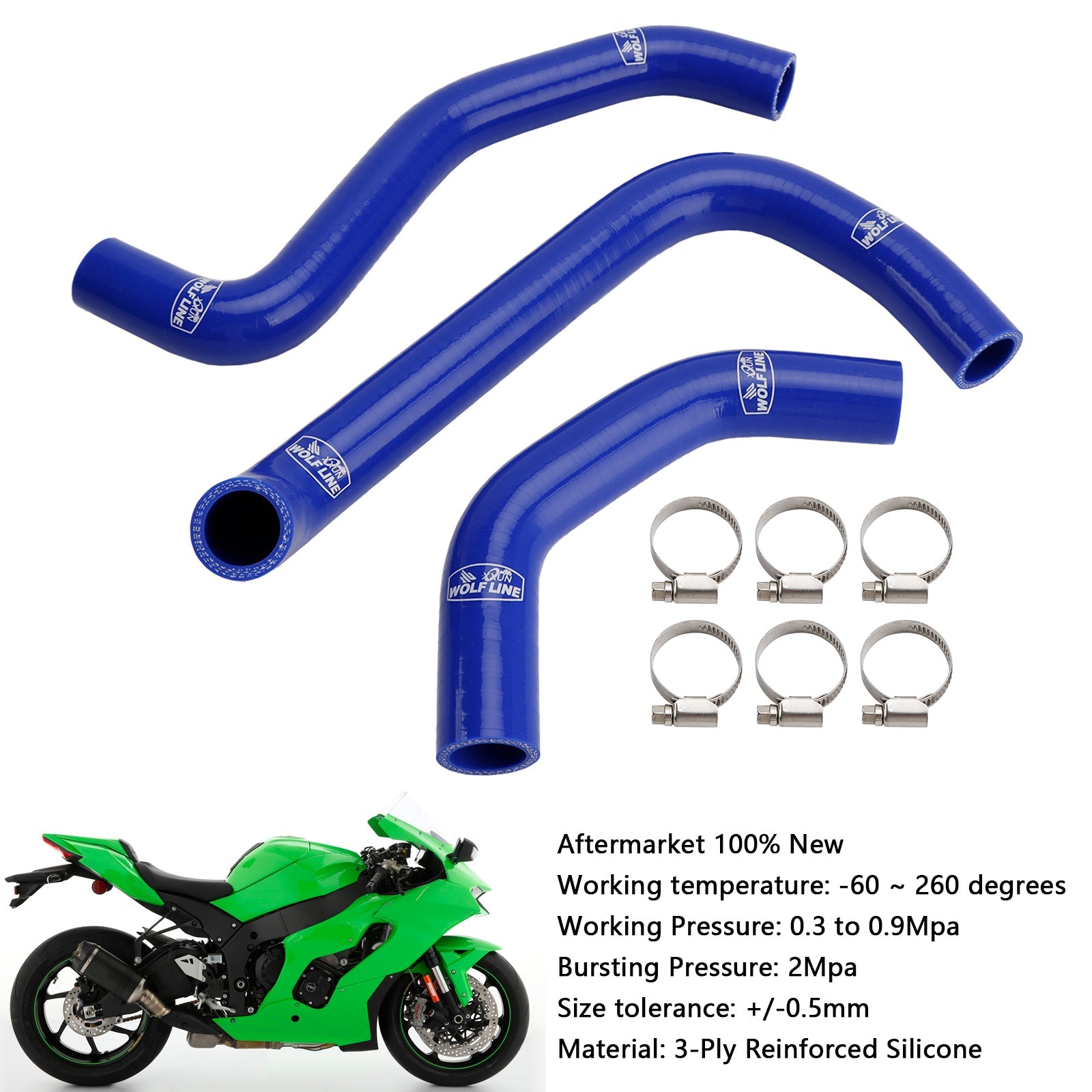 2021-2025 Kawasaki ZX10R ZX-10RR Silicone Radiator coolant Hose