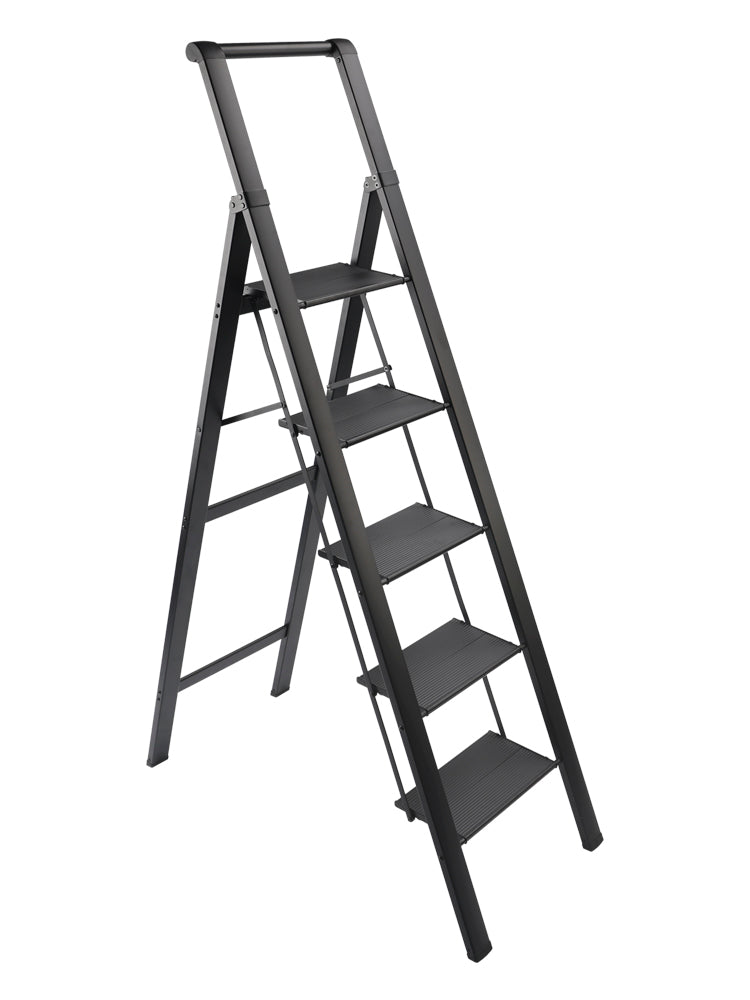 5 Step Ladder, Foldable Step Stool, Aluminum Step Ladder with Anti-Slip Pedal