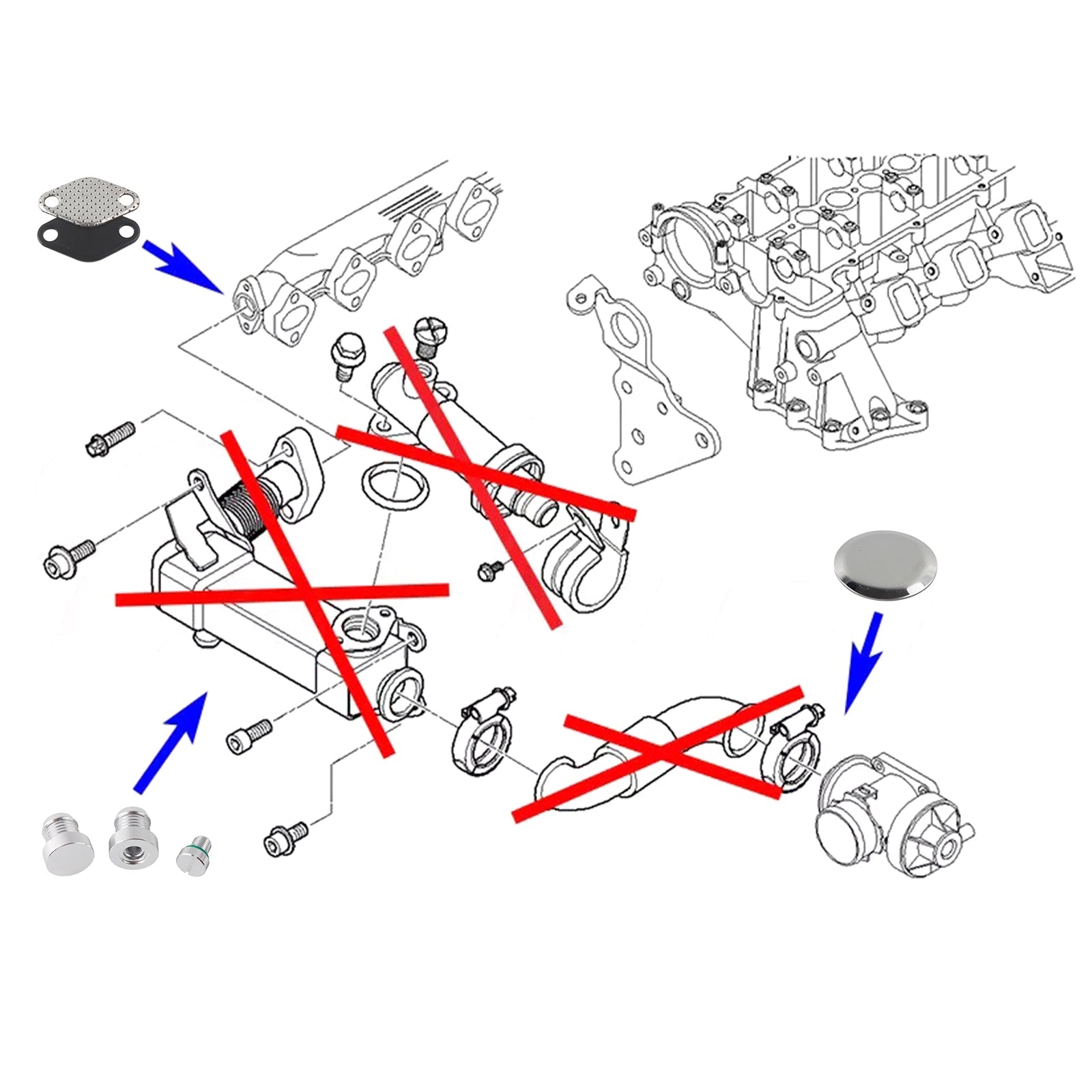 EGR Valve Cooler Repair Replace kit for BMW M47N2 M57N2 E46 E90 E60 E61 E83