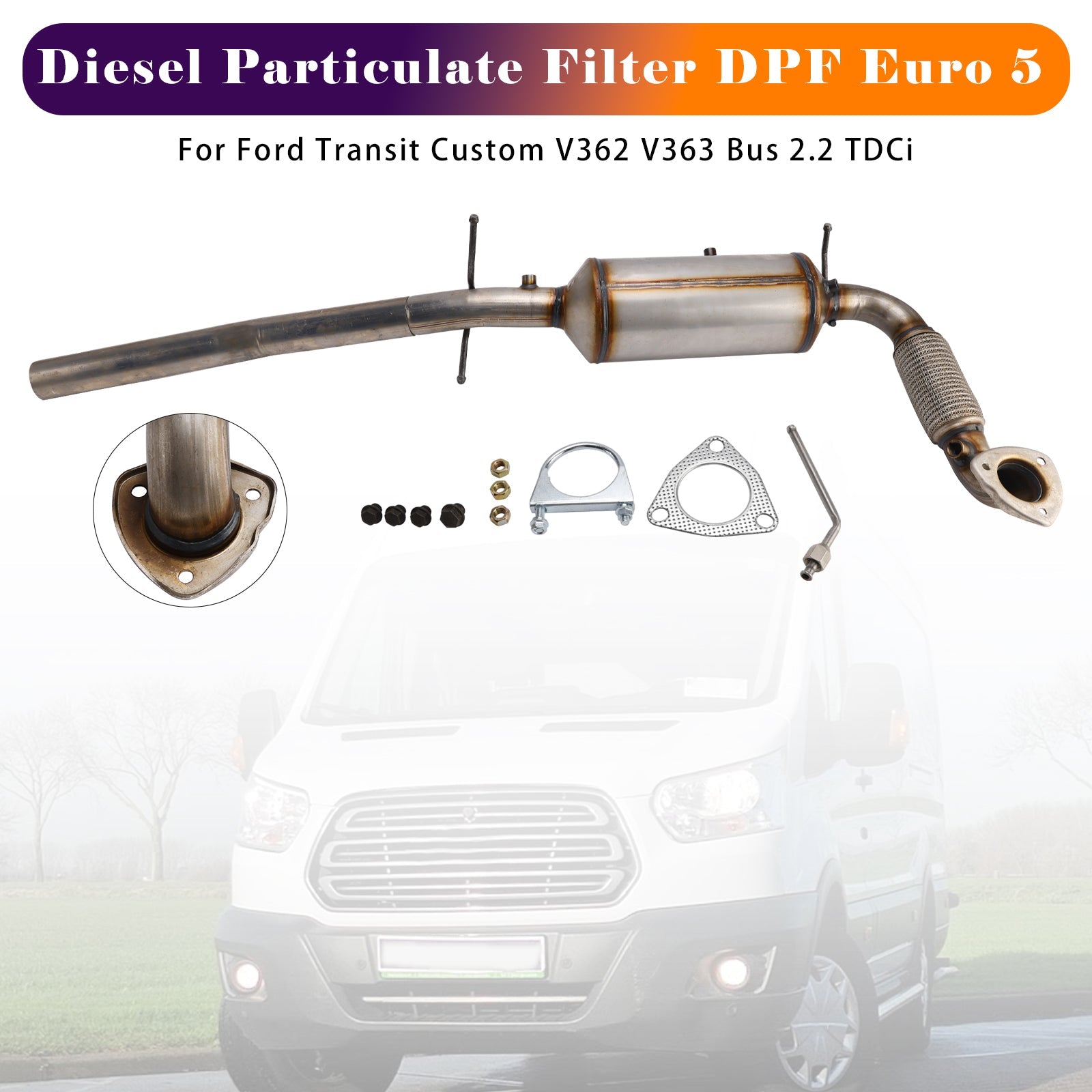 Diesel Particulate Filter DPF Euro 5 BK315H270CD For Ford Transit Custom V362 V363 Bus 2.2 TDCi 2012-2017