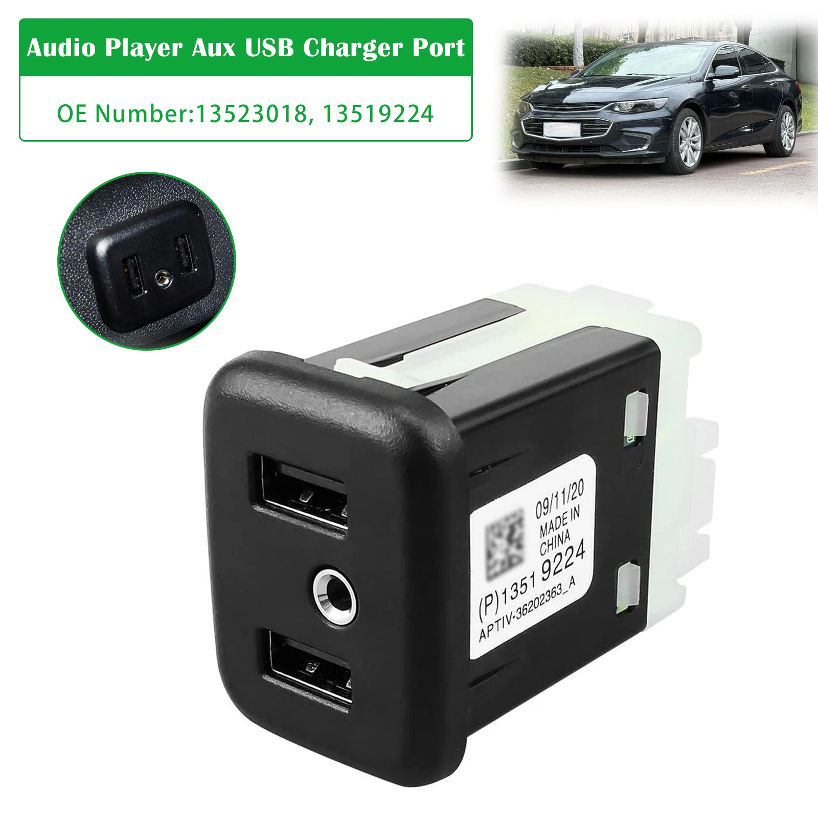 Audio Player Aux USB Charger Port 13523018 13519224 For Chevy Enclave Equinox