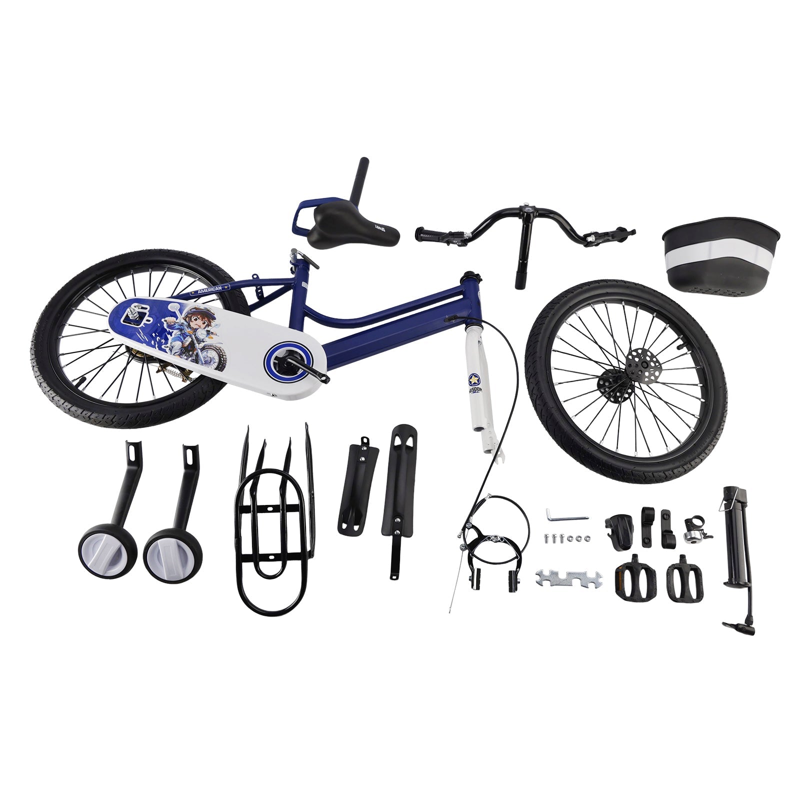16"/18" Kids Bike for Boys and Girls with auxiliary wheels & Rack & Basket
