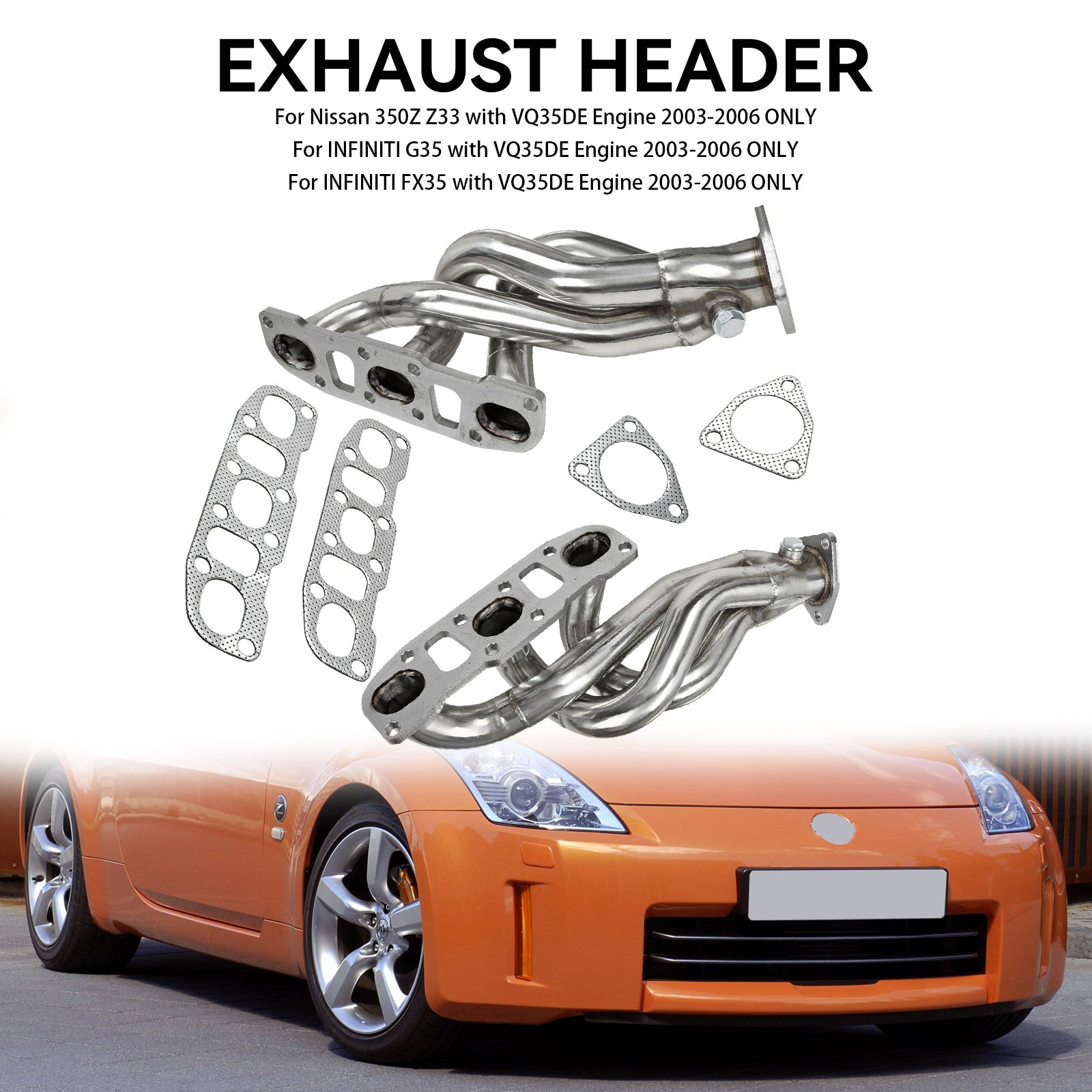 Shorty Headers fit Nissan 350Z Z33 03-06 fit INFINITI G35 FX35 VQ35DE V6 3.5L