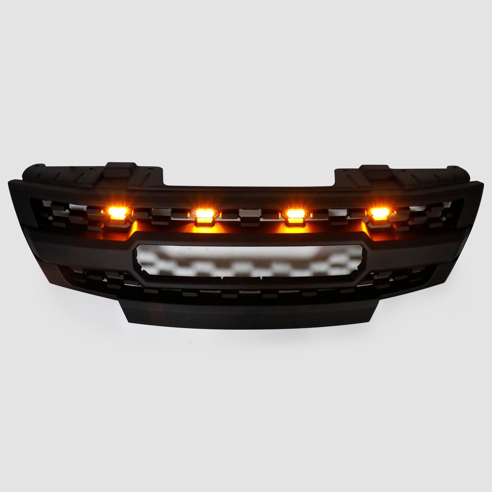 Black Front Bumper Grille Grill Fit Nissan Frontier 2009-2019 W/ Led Lights