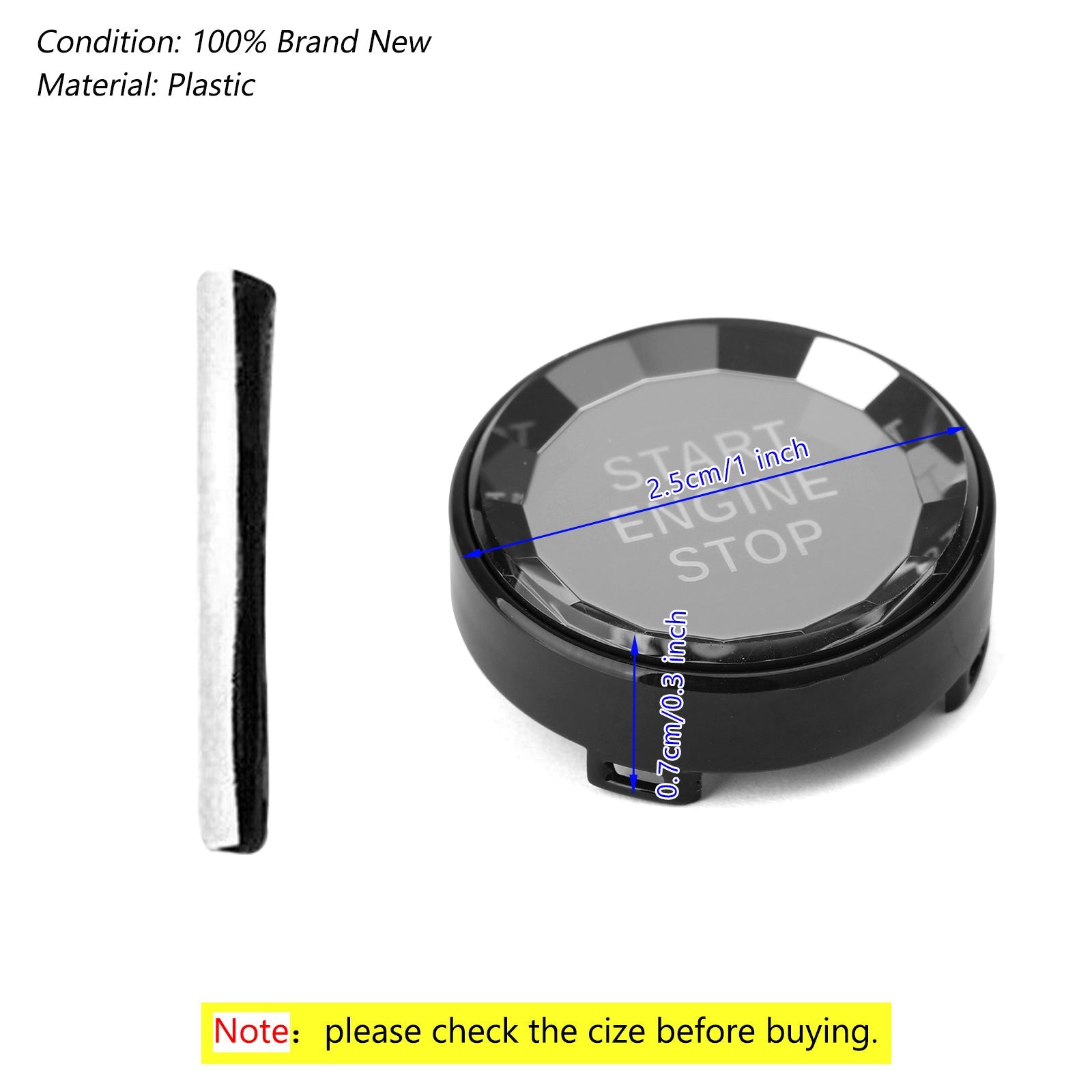 BMW E 섀시 E90 E92 E93 E64 E46용 블랙 스타트 스톱 엔진 버튼 크리스탈