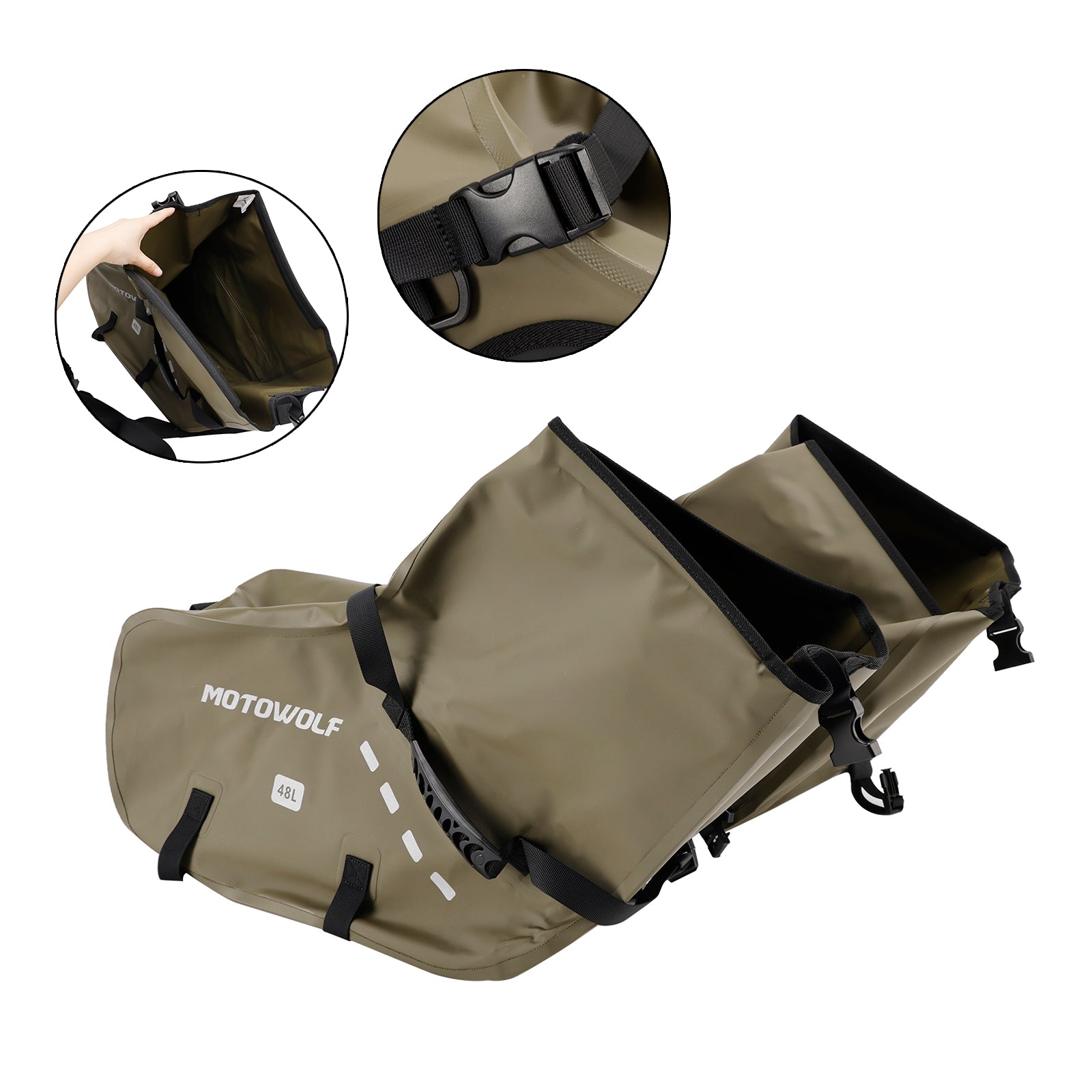 Side Tail Bag Saddlebag Color Matching Luggage 86L Green For Scooter Motorcycle