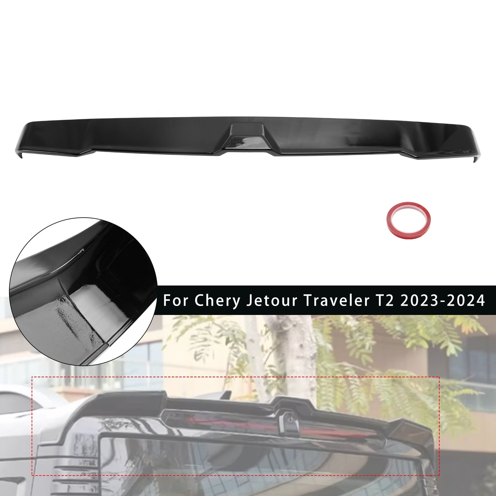 Gloss Black Rear Boot Spoiler Roof Fit Chery Jetour Traveler T2 2023-2024