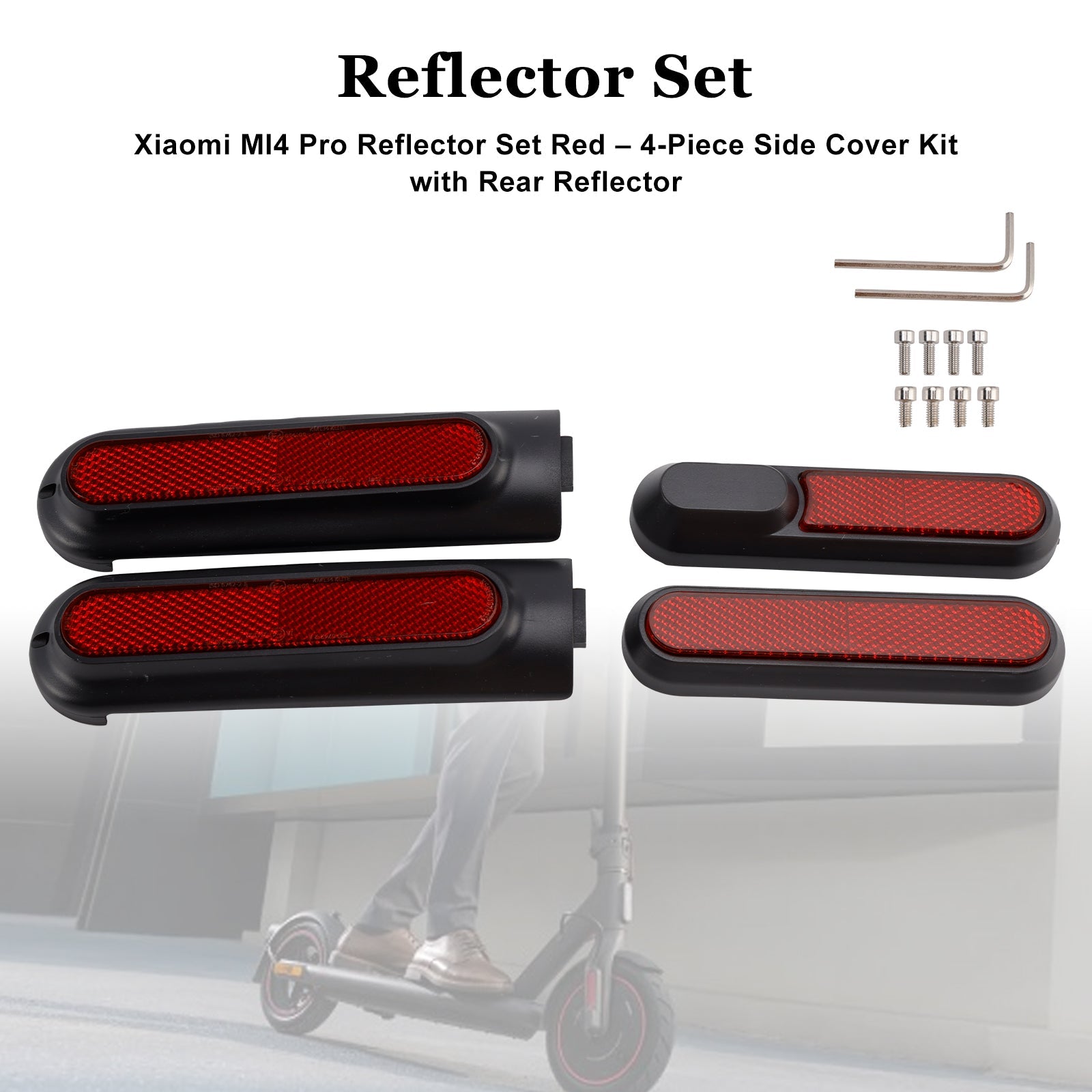 Set of 4 Scooter Side Covers with Rear Reflector for Xiaomi 4 Pro(1st Gen)