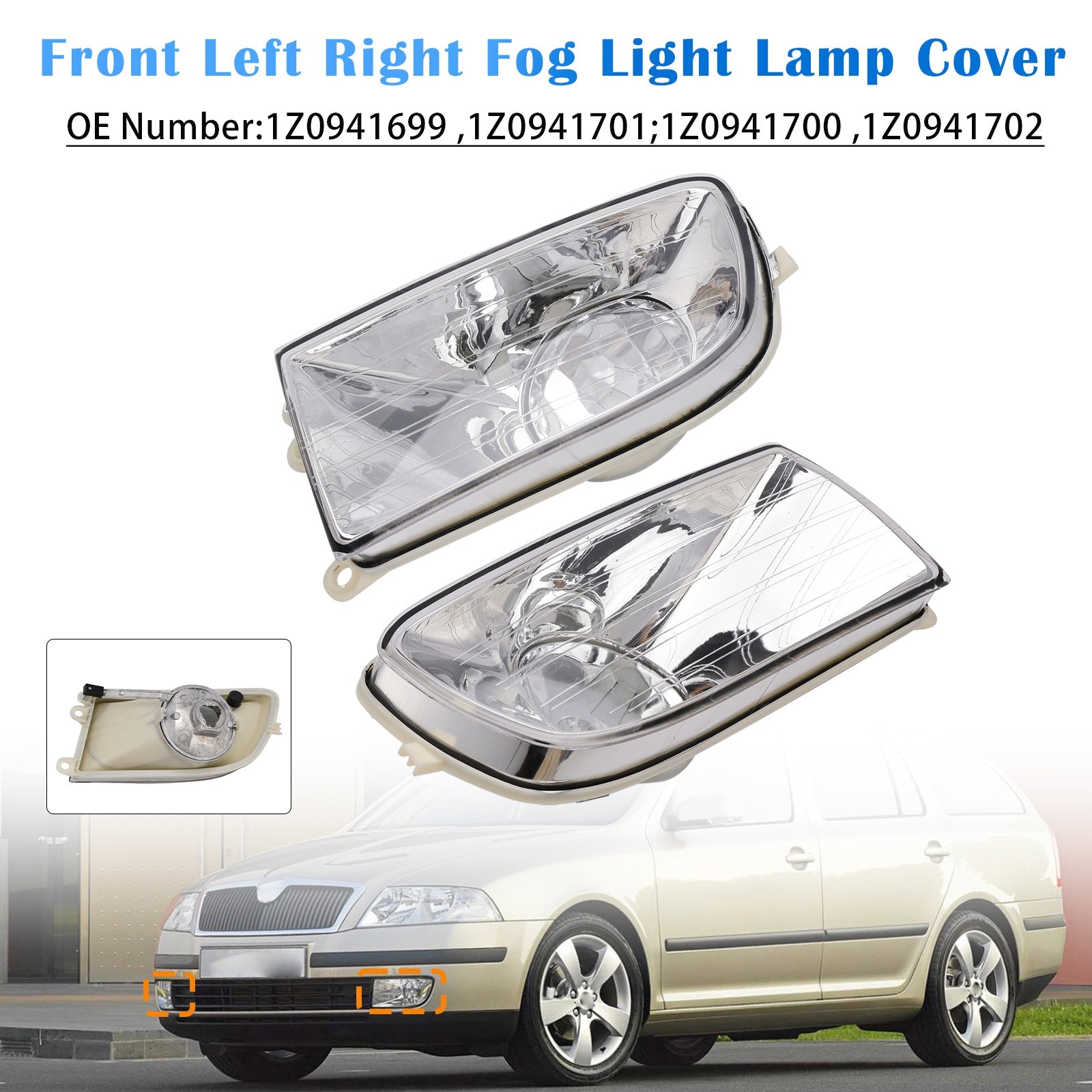 Front Fog Light Lamp Cover 1Z0941701 1Z0941702 For Skoda Octavia II 04-08