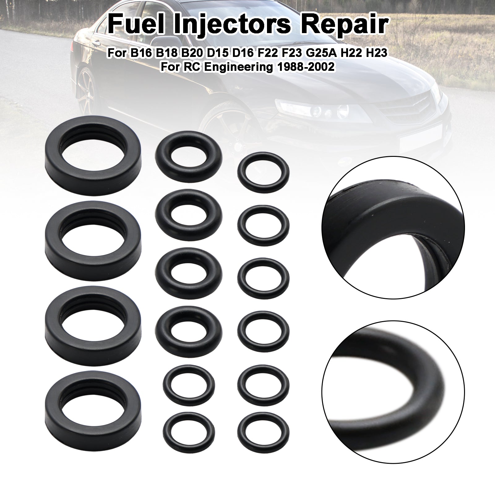 4PCS Fuel Injector Seal O-Ring Kit fit Honda Accord CRX Civic DelSol Prelude