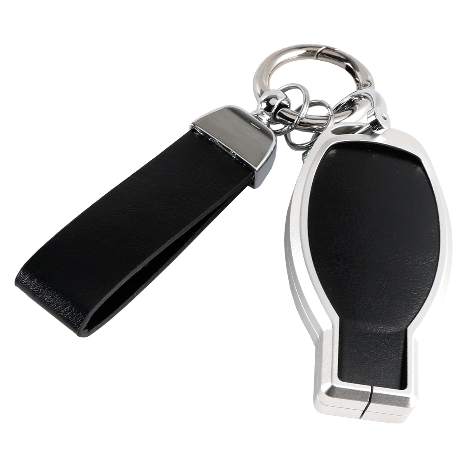 Benz GLC GLK CLS Leather Alloy Aluminum TPU Car Key Black Case Cover