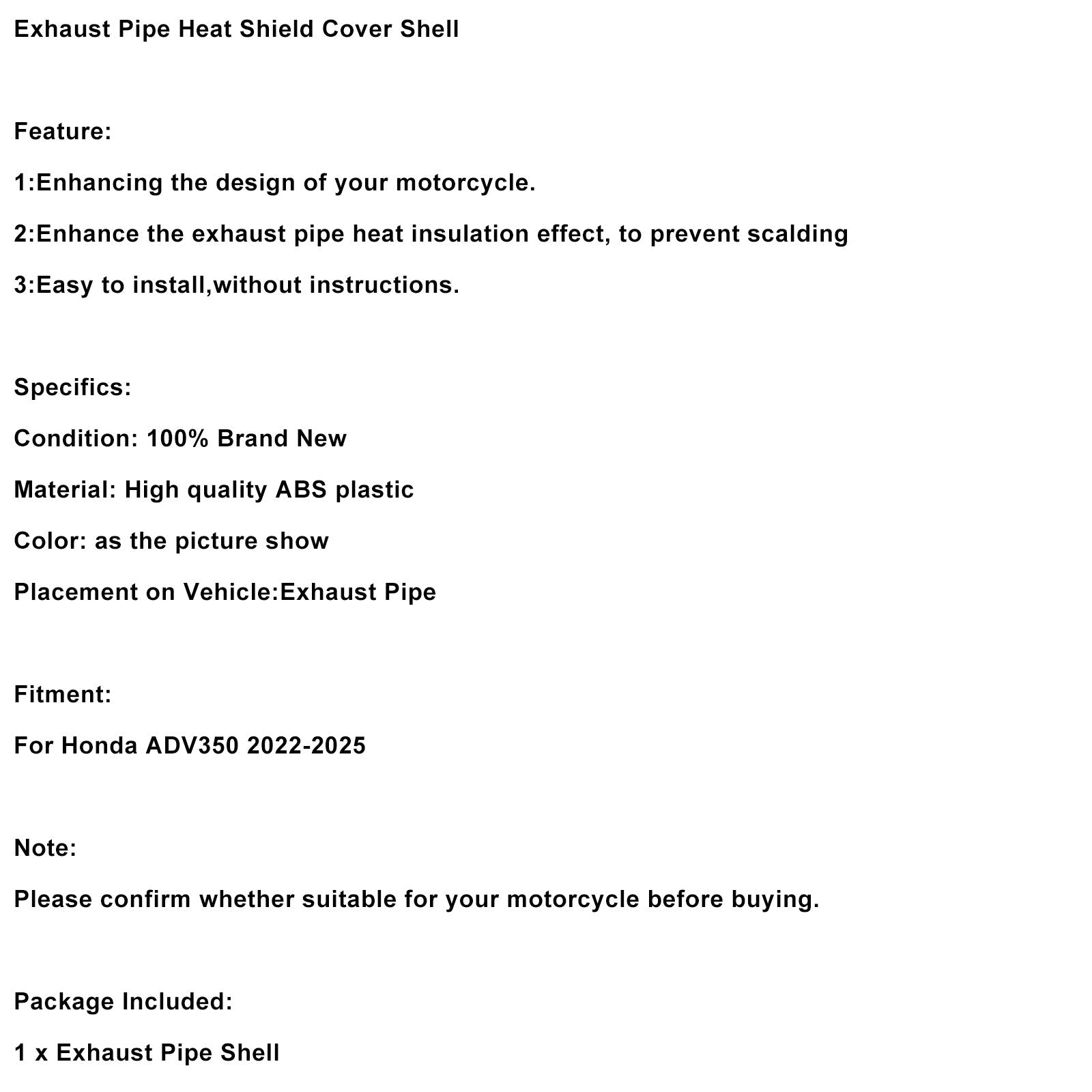 2022-2024 Honda ADV 350 Exhaust Pipe Heat Shield Cover Shell