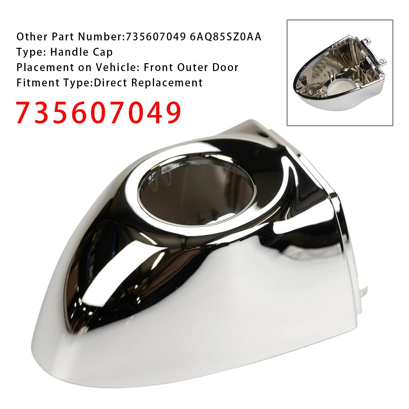 2016-2021 Fiat 500X Front Outer Door Handle Cap 735607049