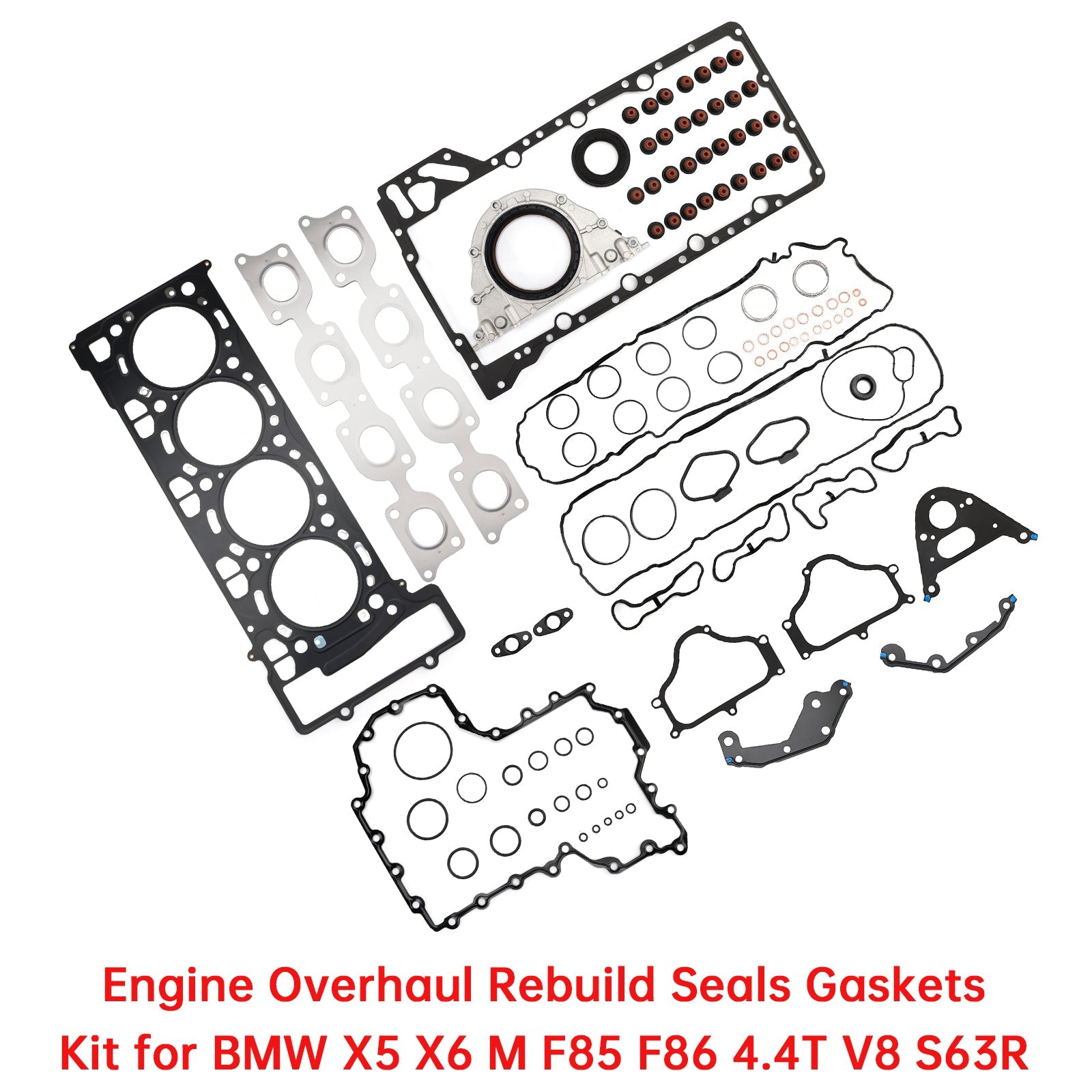 Engine Overhaul Rebuild Seals Gaskets Kit for BMW X5 X6 M F85 F86 4.4T V8 S63R
