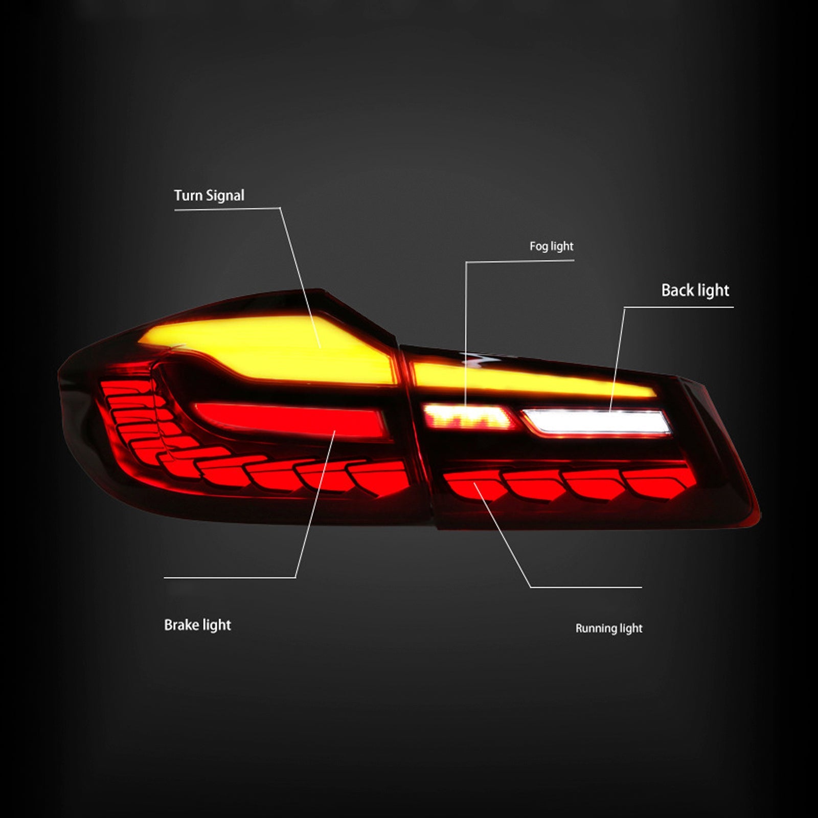 2018-2020 BMW 5 Series G30 G38 L&R Red LED Tail Lights Rear Lamp Assembly