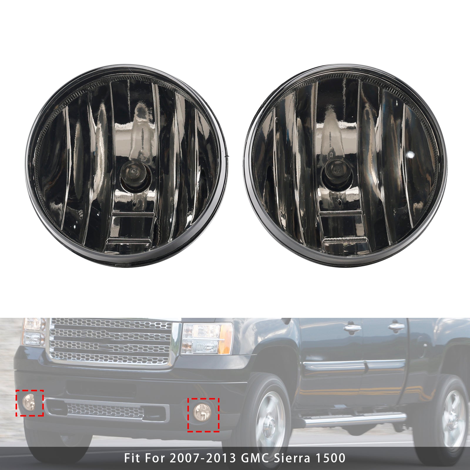 2007-2013 GMC Sierra 1500 Pair Front Fog Lights Lamps With Bulbs