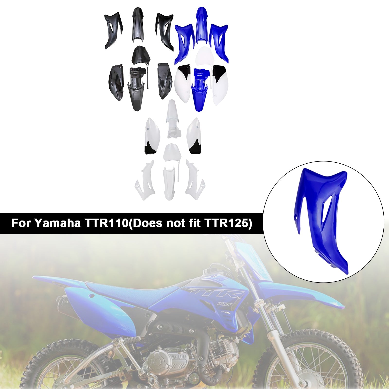 Yamaha TTR110 DIRT BIKE Body Plastic Kit Fender Fairing