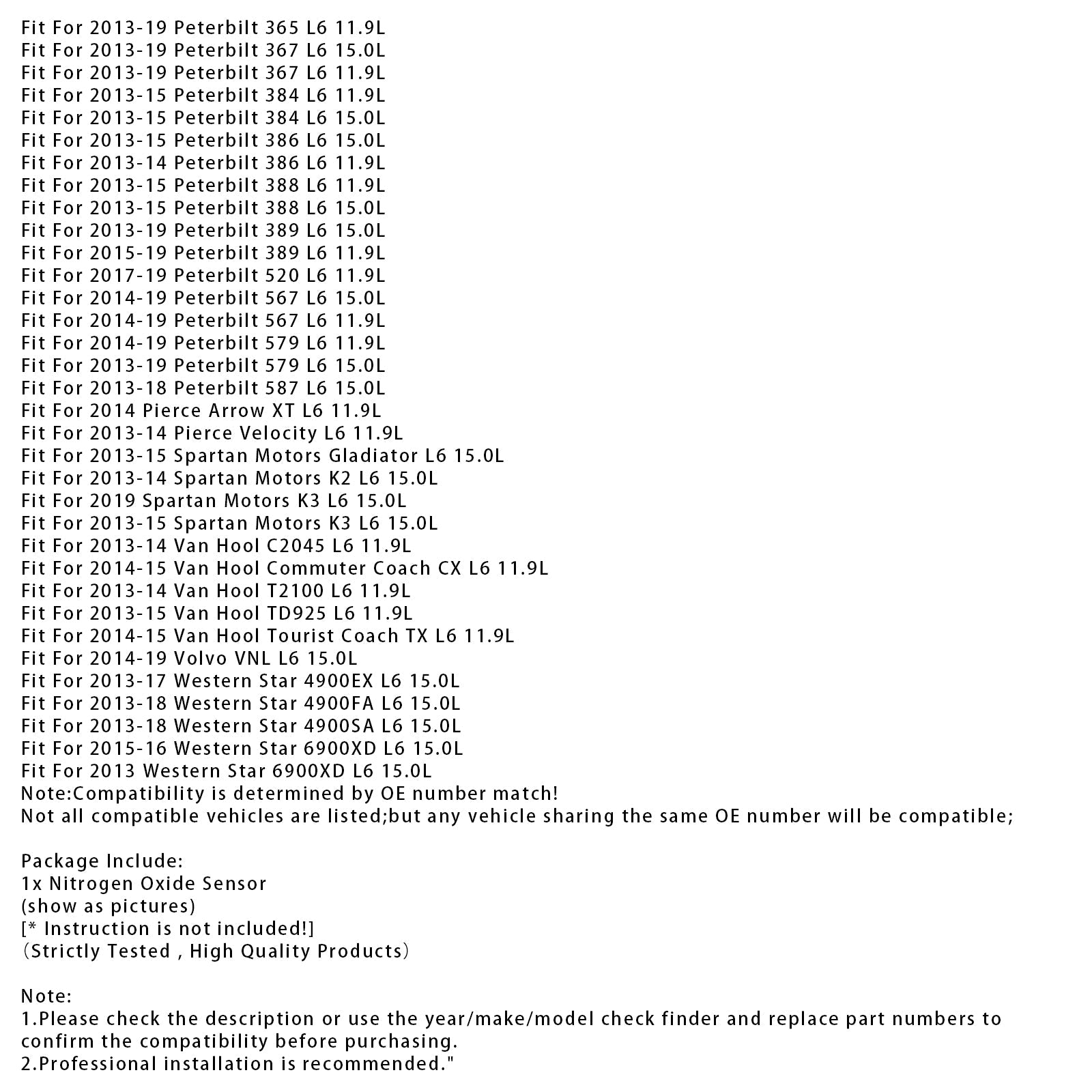 Upstream Nox Sensor For Cummins ISX DIESEL 13-18 5WK96740B 4326870 3687930