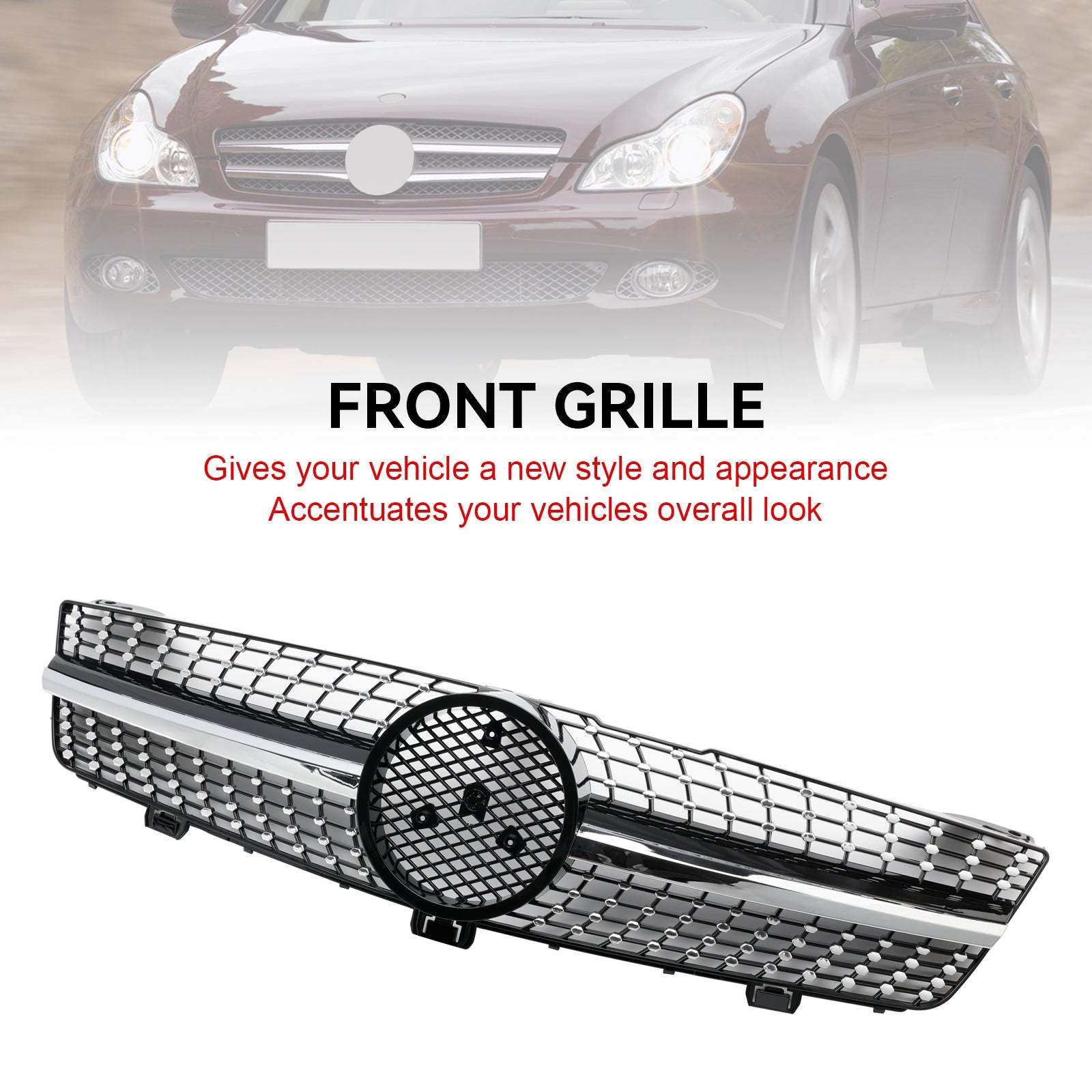 Diamond Front Radiator Grille Grill Fit Mercedes CLS-Class W219 CLS500 2008-2010