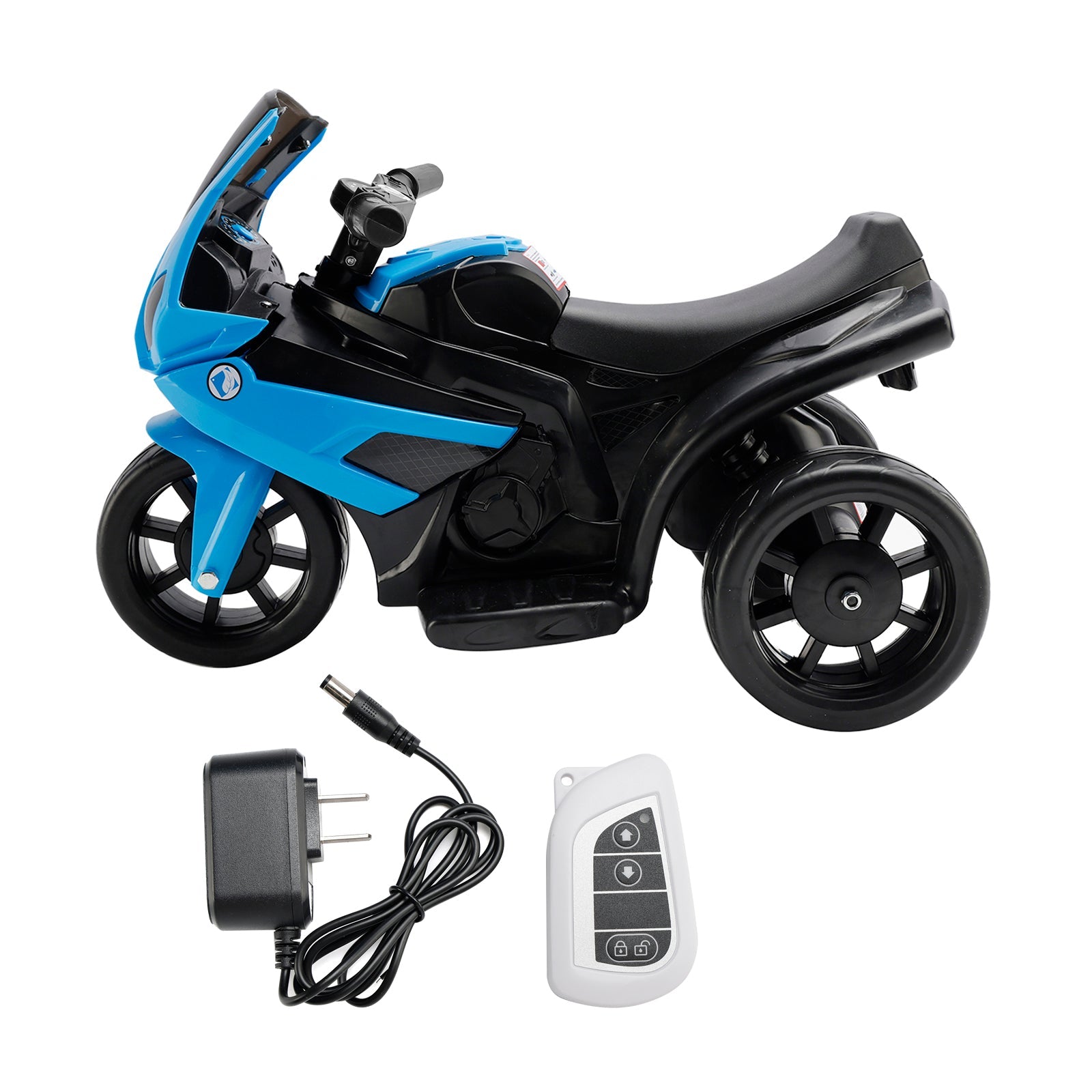 3Wheel 6V Kid Ride On Motorcycle Electric Toy With Remote Control LED Light Blue