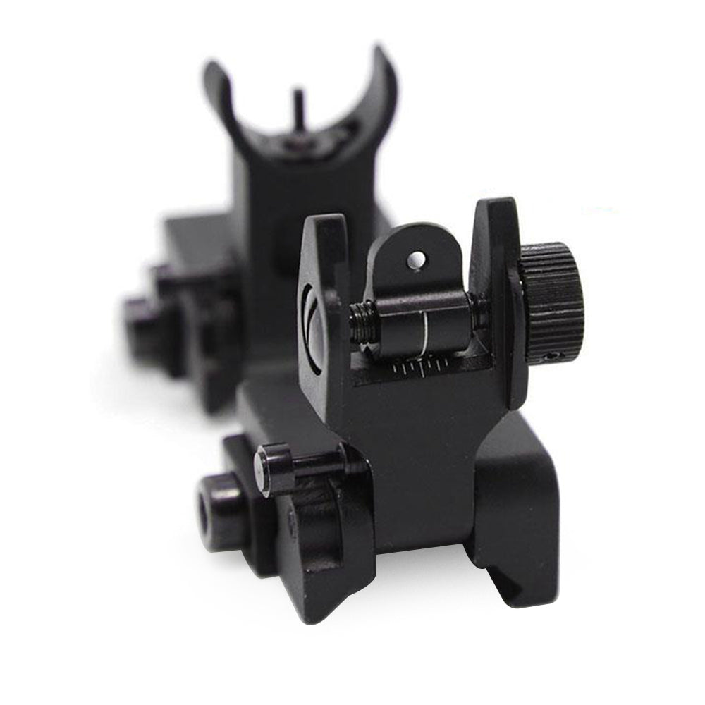 Hunting Metal Low Profile Flip-up Folding Back Iron Sights Front & Rear Set