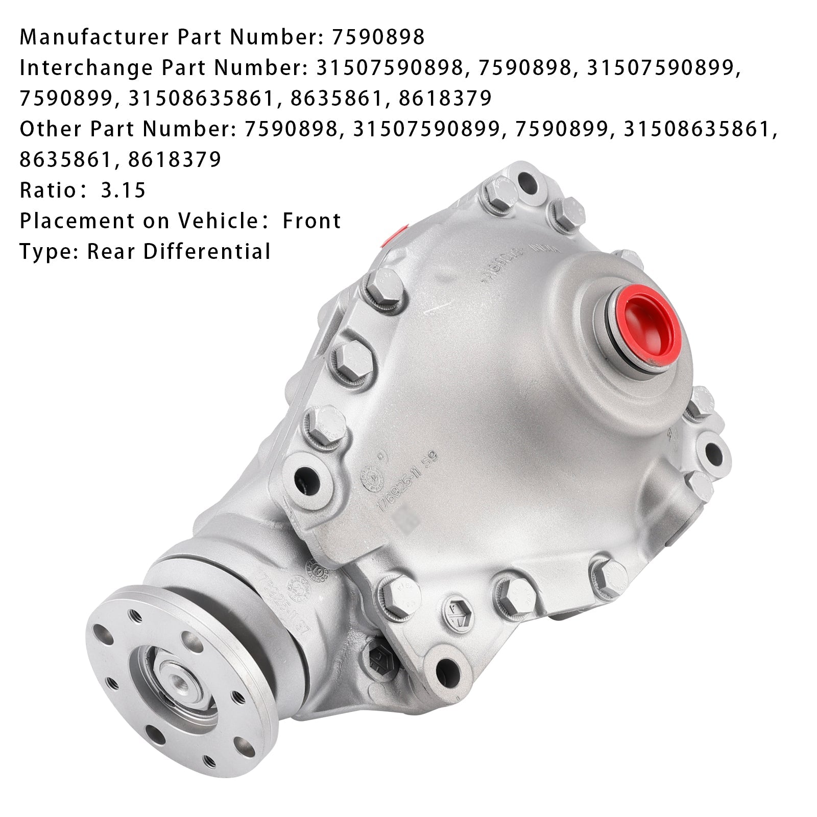 BMW F20 F30 F31 F32 X5 E70 X6 E71 Front Differential 31507590898 3.15 Ratio 7590898 31507590898