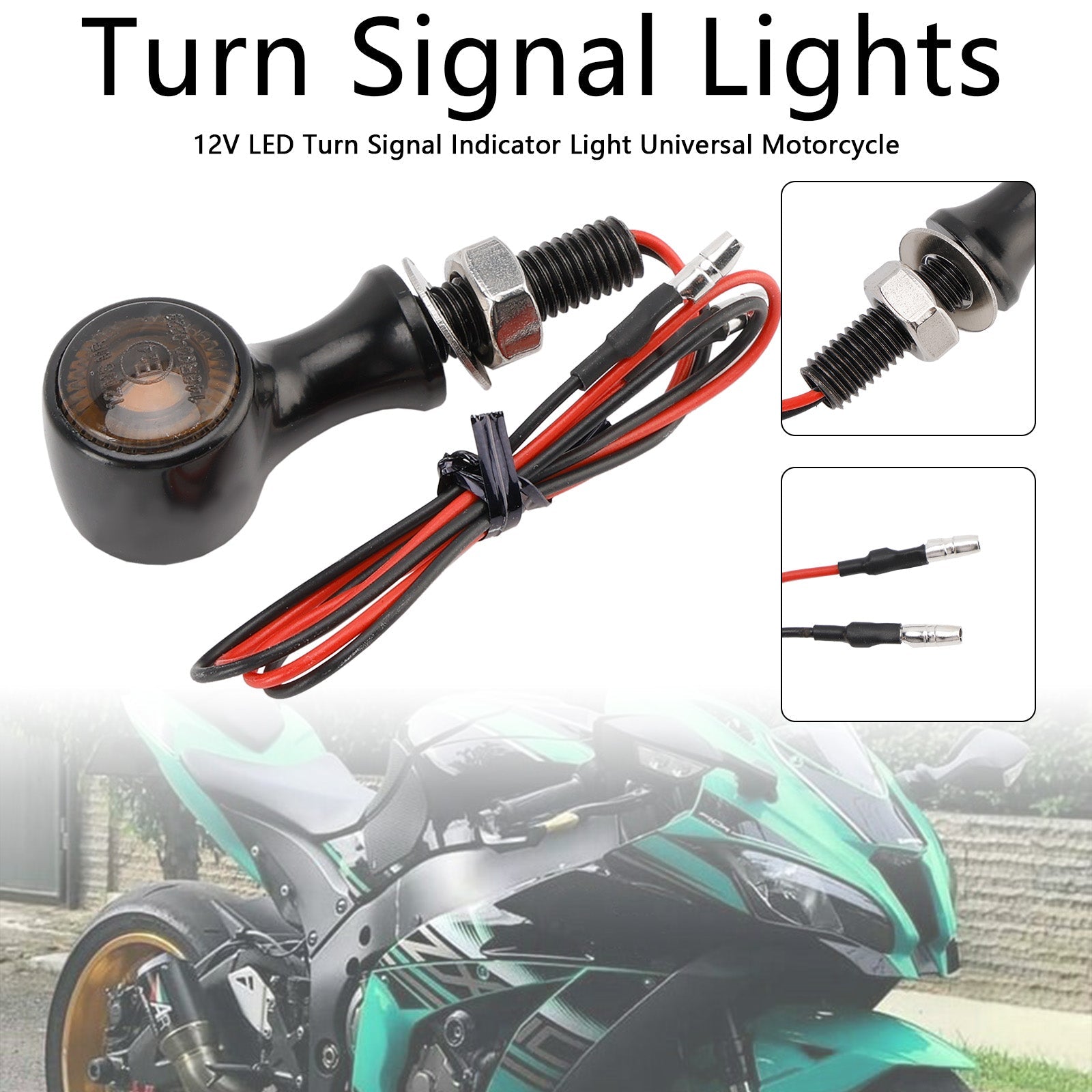 12V LED Turn Signal Indicator Light 8mm Universal Motorcycle For Suzuki