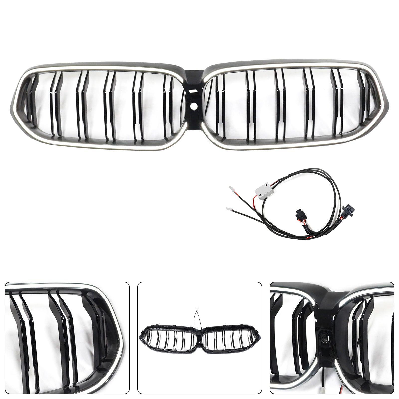 Double Slat Black Front Kidney Grill Grille Fit BMW 6 Series G32 2020-2025