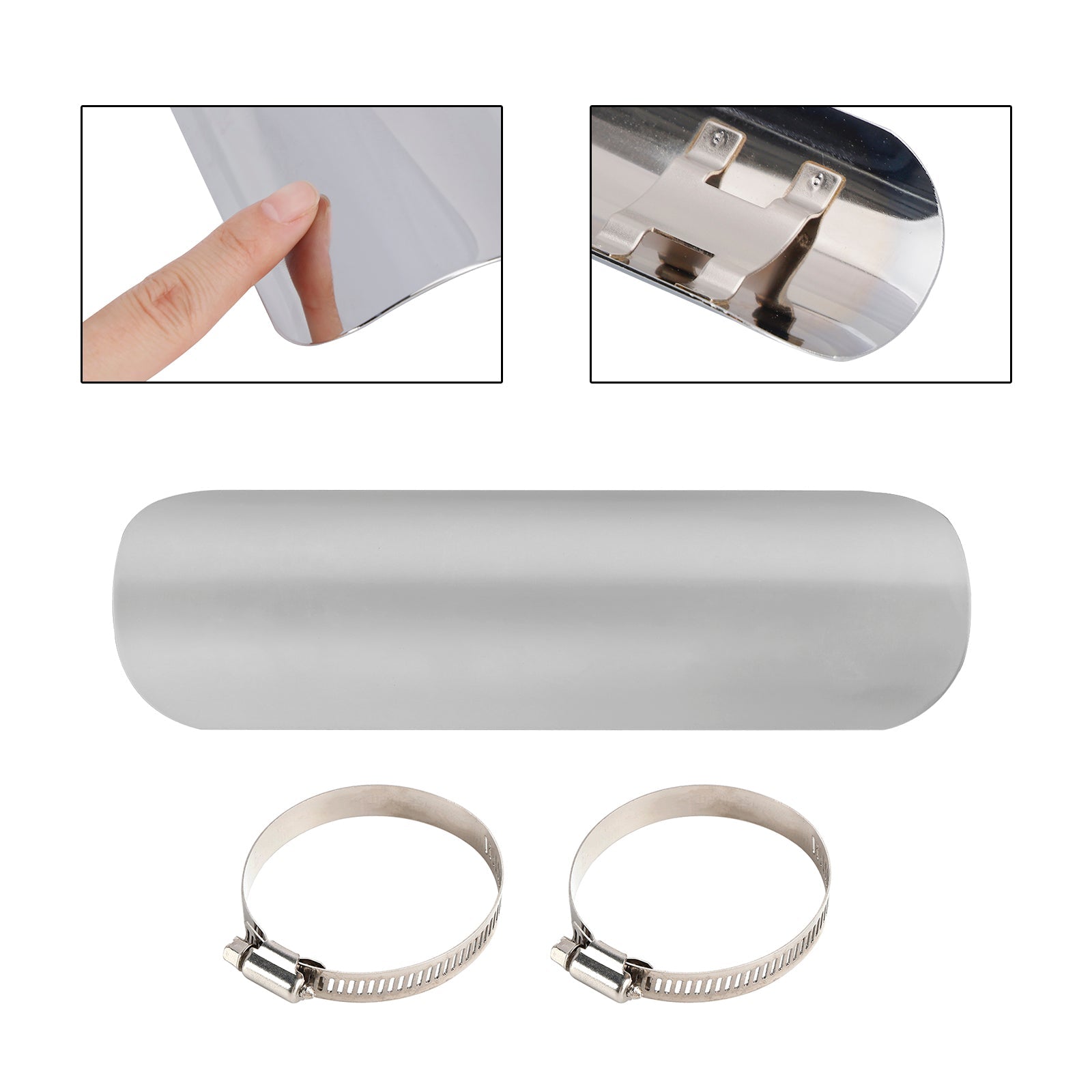 Steel Exhaust Muffler Pipe Heat Deflector Cover Chromeb For Motorcycle Scooter BlackD