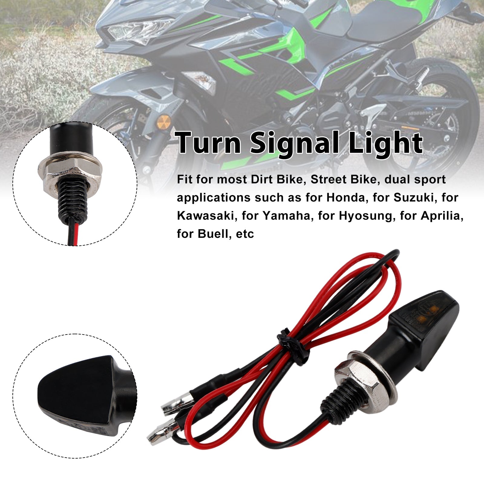 12V LED Turn Signal Indicator Light 8mm Universal Motorcycle For Yamaha