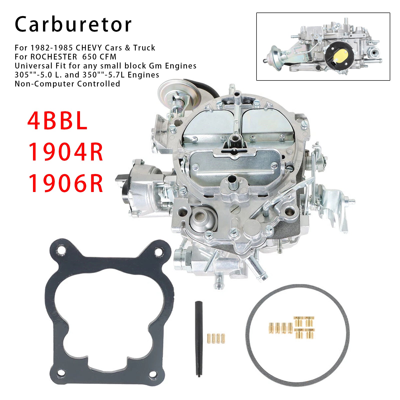 4BBL 1904R 1906R Carburetor For Chevy 305-350C 4MV 1980-1989