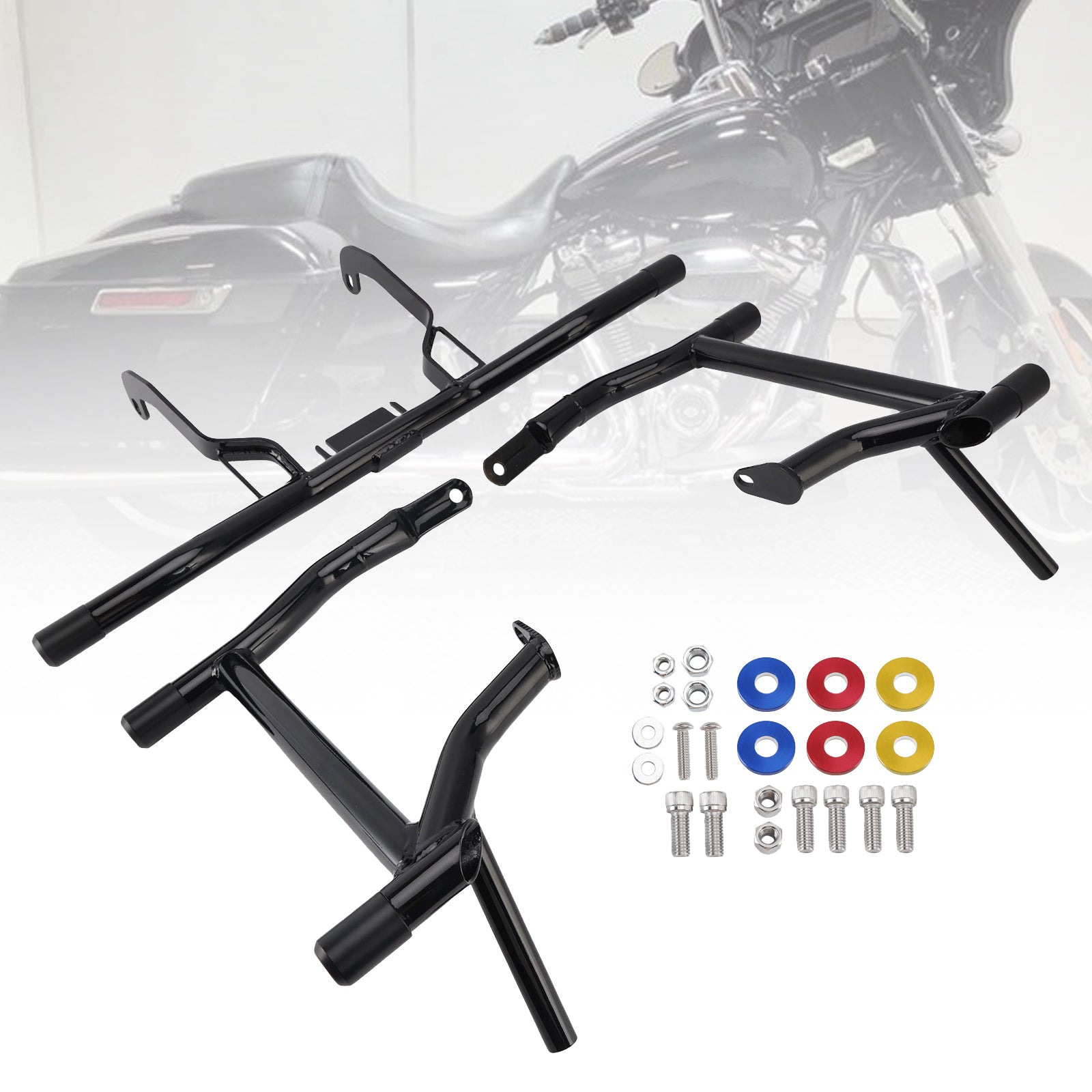 2014-2023 Road Glides Street Glides Road Glides FLHT FLHX Engine & Saddlebag Guard Frame Anti-Crash Bumper Kit Black