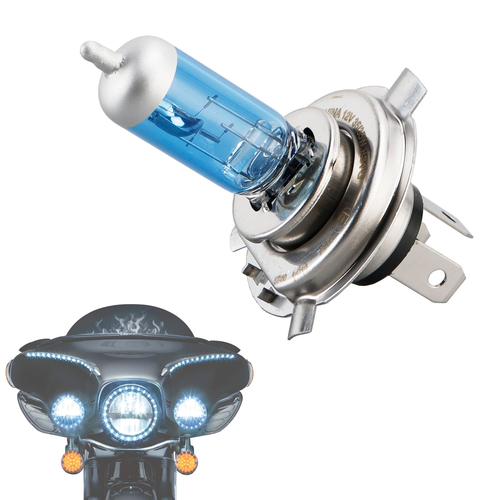Motorcycle Lamp Cool Blue Mega HS1 64185CBM PX43T 12V 35/35W 4300K For OSRAM