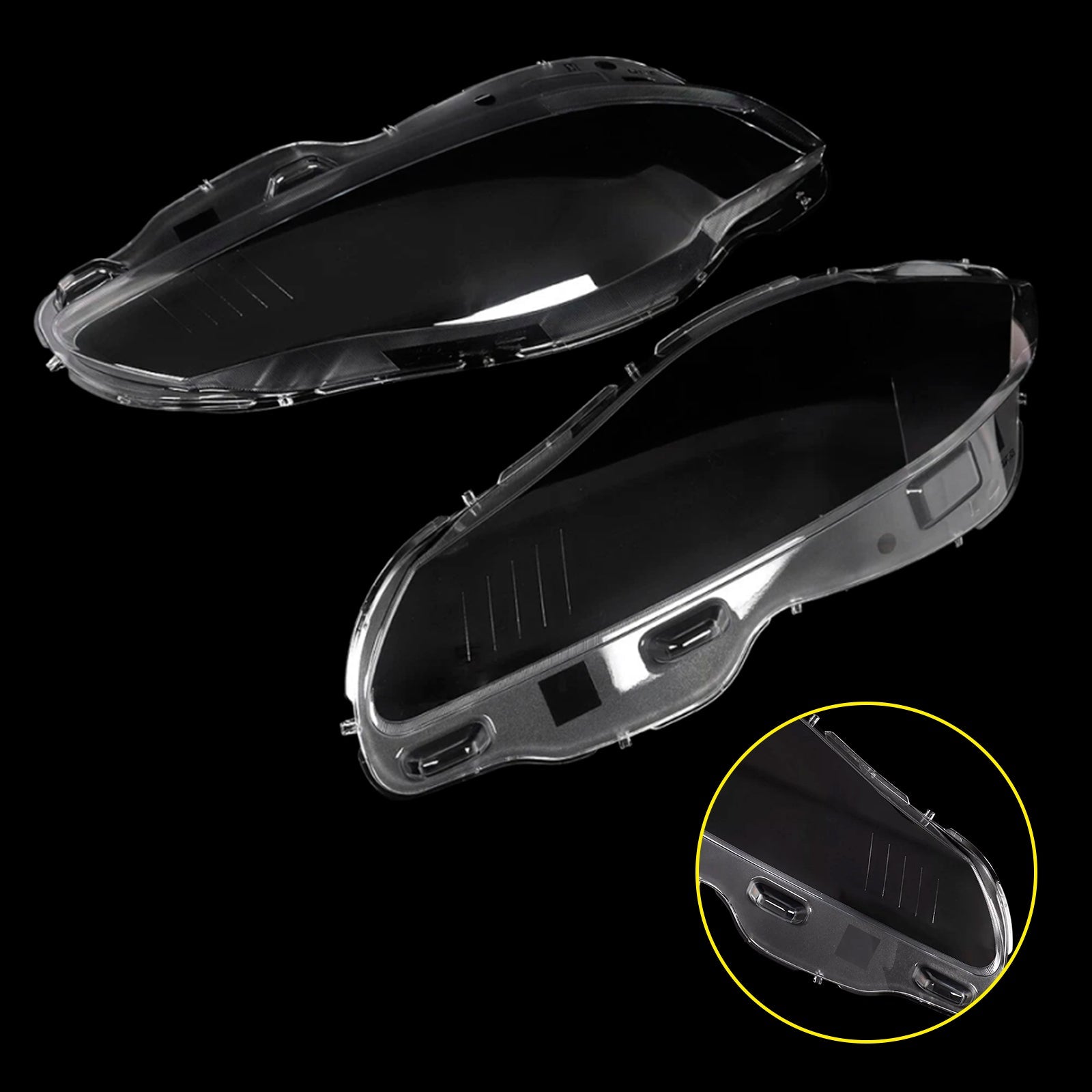 2010-2019 Jaguar XJ XJL Pair Front Headlight Lens Cover Shell Clear