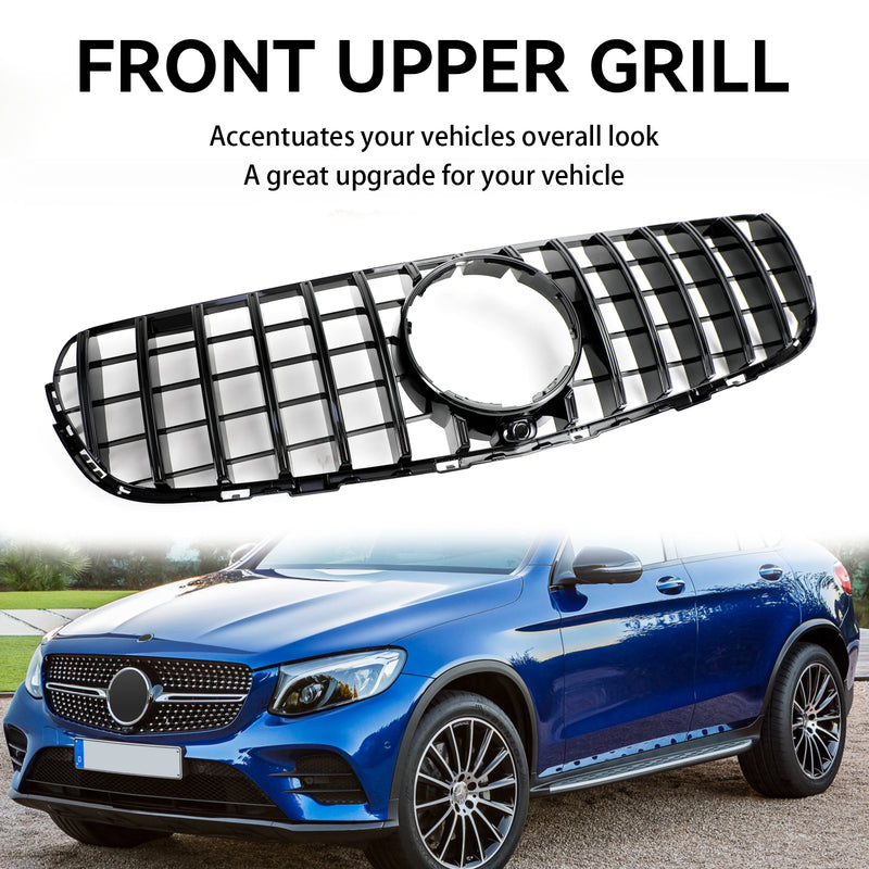 Front Bumper Grille Grill Fit Mercedes Benz GLC X253 C253 2015-2019 Gloss Black