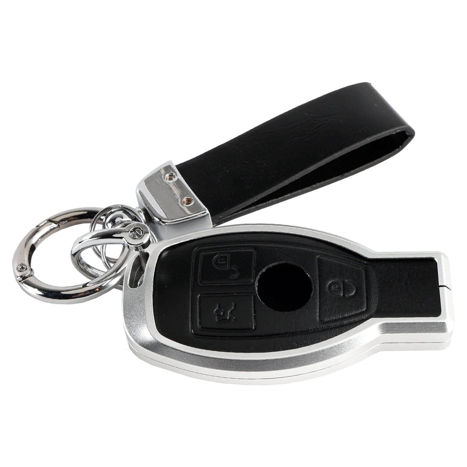 Benz GLC GLK CLS Leather Alloy Aluminum TPU Car Key Black Case Cover