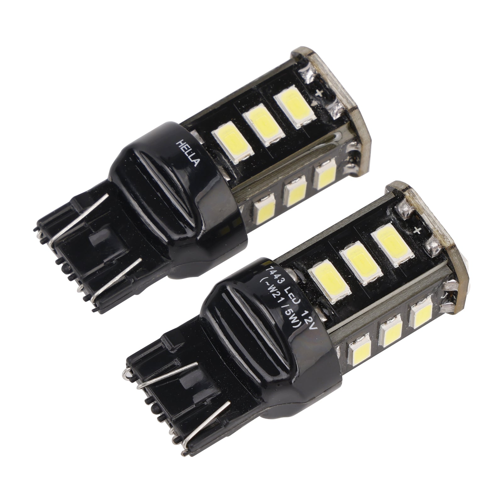 2X For HELLA LED Retrofit 7443W Wedge T5 12V 3W W21/5W 6000K