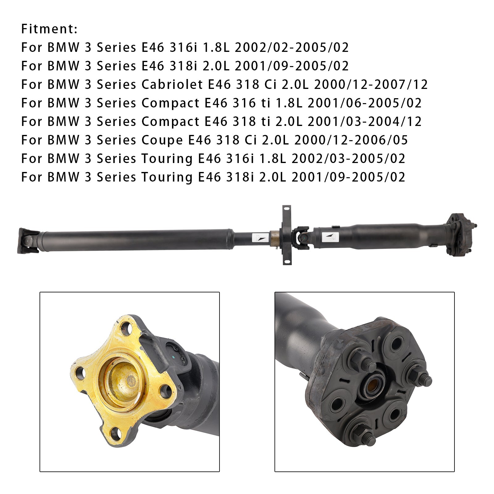 2001/09-2005/02 BMW 3 Series E46 318i 2.0L Rear Driveshaft Prop Shaft Assembly 26117519303