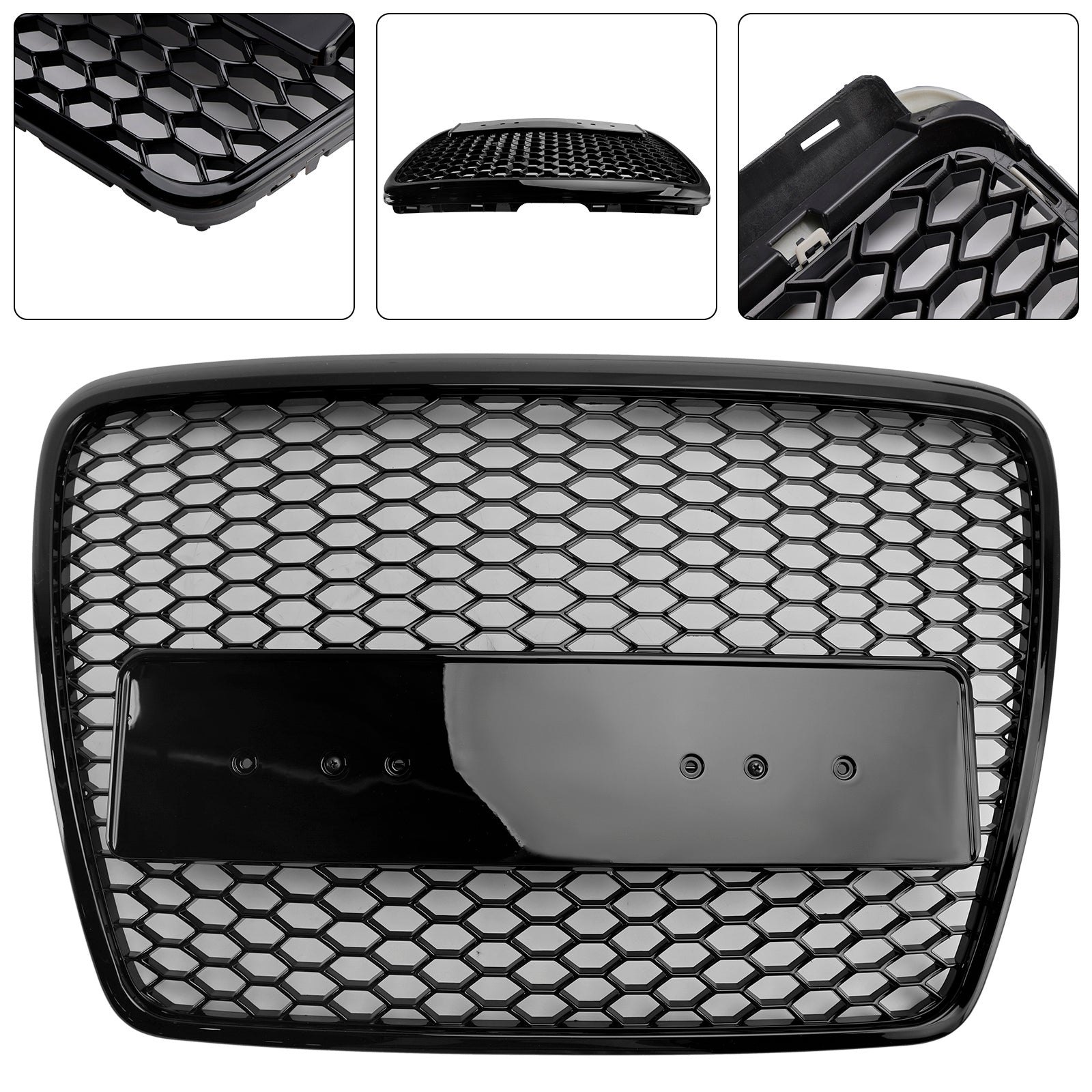 Black Front Honeycomb Bumper Grill Grille Fit Audi A6 C6 2008-2011 Facelift