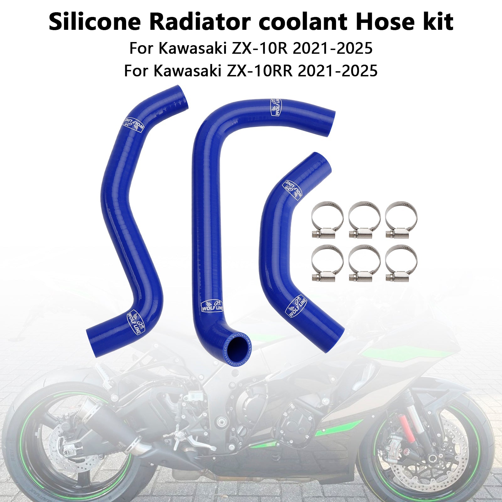 2021-2025 Kawasaki ZX10R ZX-10RR Silicone Radiator coolant Hose