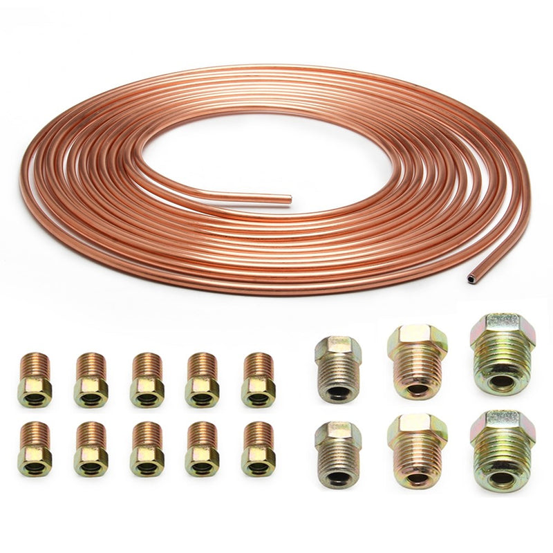 3/16" Copper-Nickel Alloy 25 Ft Roll Brake Line Tubing W/ Nuts Kit All Size Fit