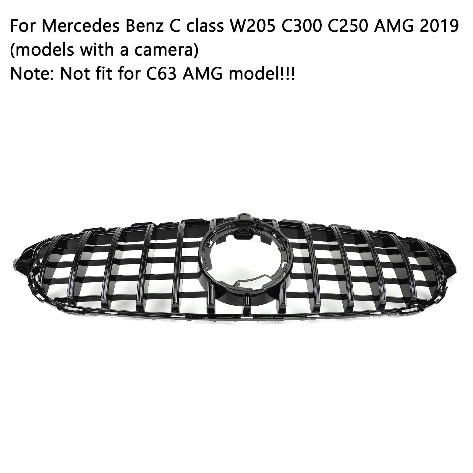 GTR Style Grill Grille W/Camera fit Mercedes-Benz W205 C205 A205 AMG 2019-2021