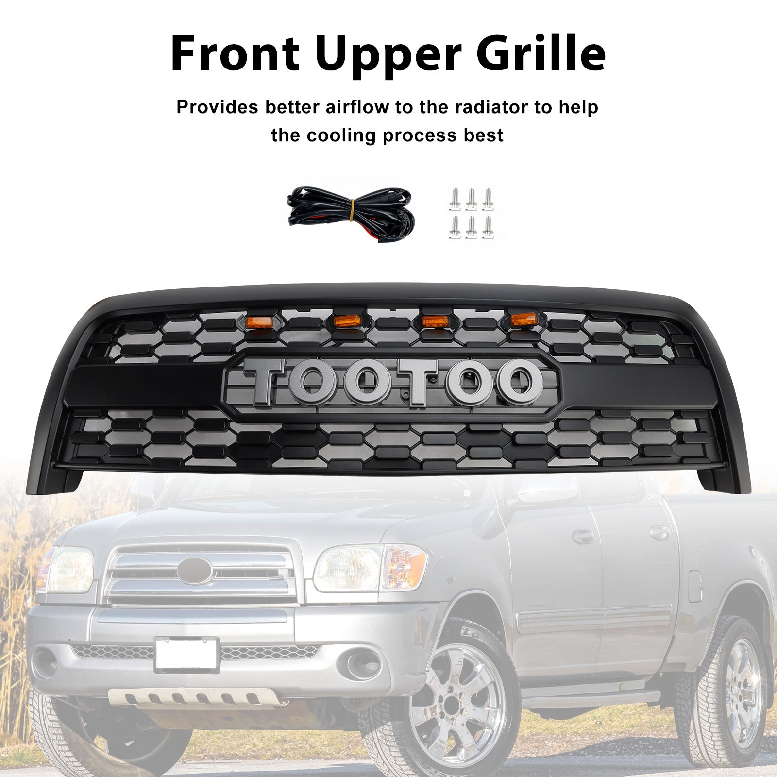 2003-2006 Toyota Tundra W/Light Matte Black Front Bumper Grill Grille