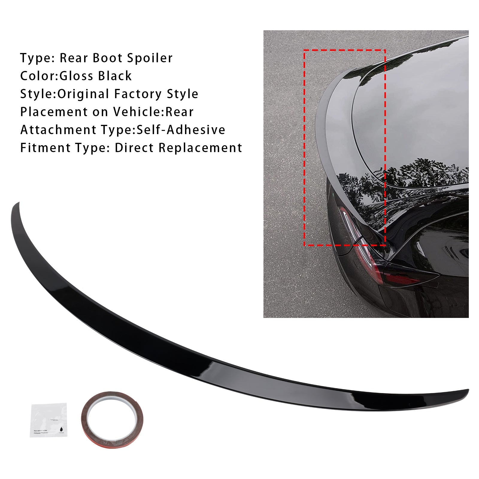 Gloss Black Rear Boot Spoiler For Tesla Model Y 2020+ Original Factory Style