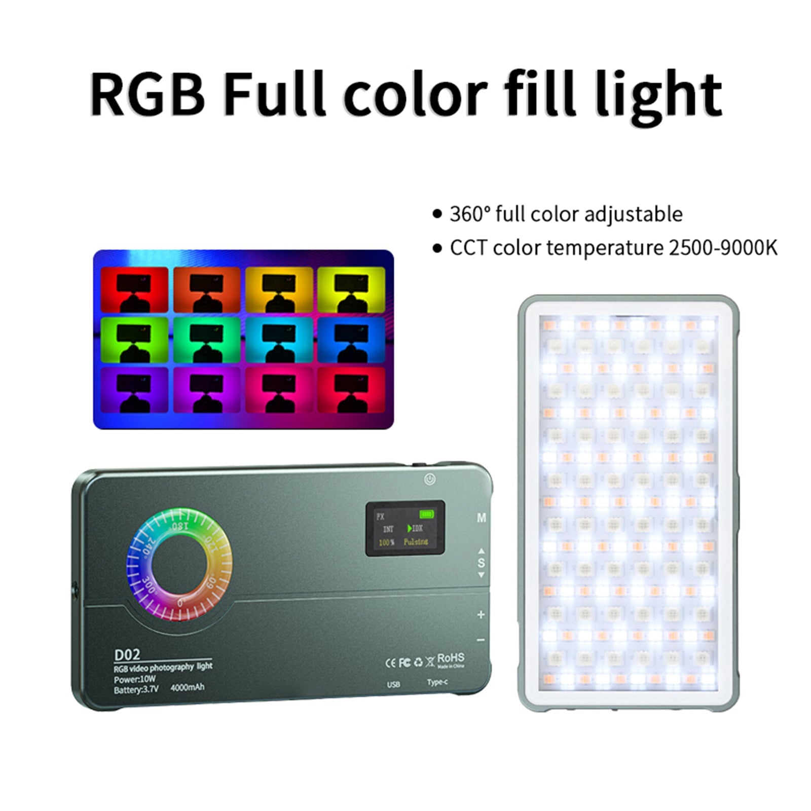 D02 RGB Fill Light Video Camera Mobile Phone Live Beauty Outdoor Led Fill Light