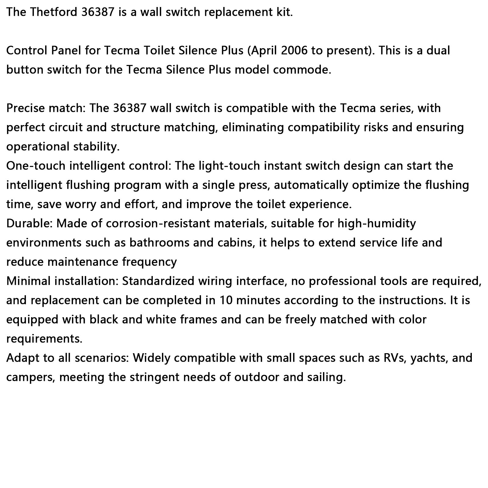 36387 Wall Switch for the Tecma RV Toilet Silence Plus- 2 Button Wall Switch